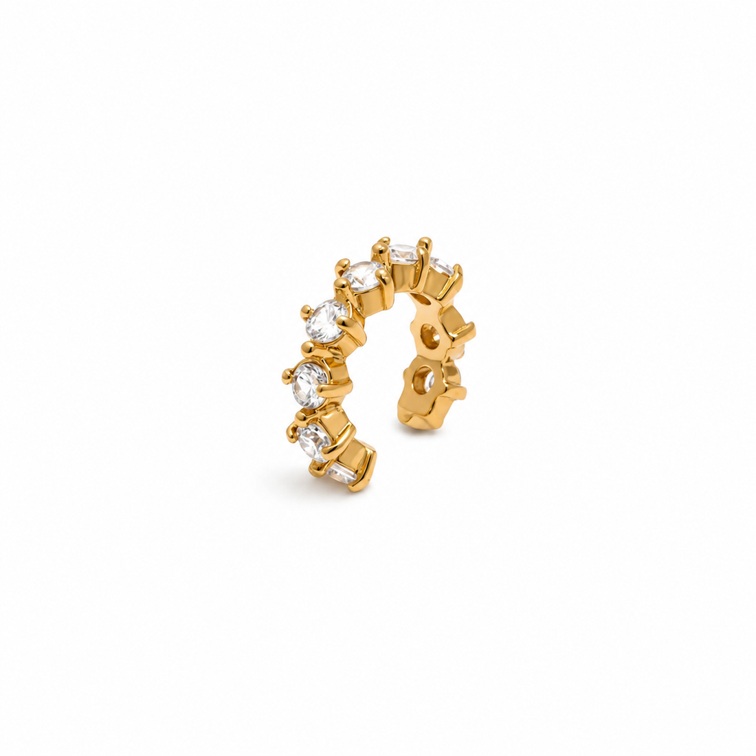 gold plated ear cuff on white background