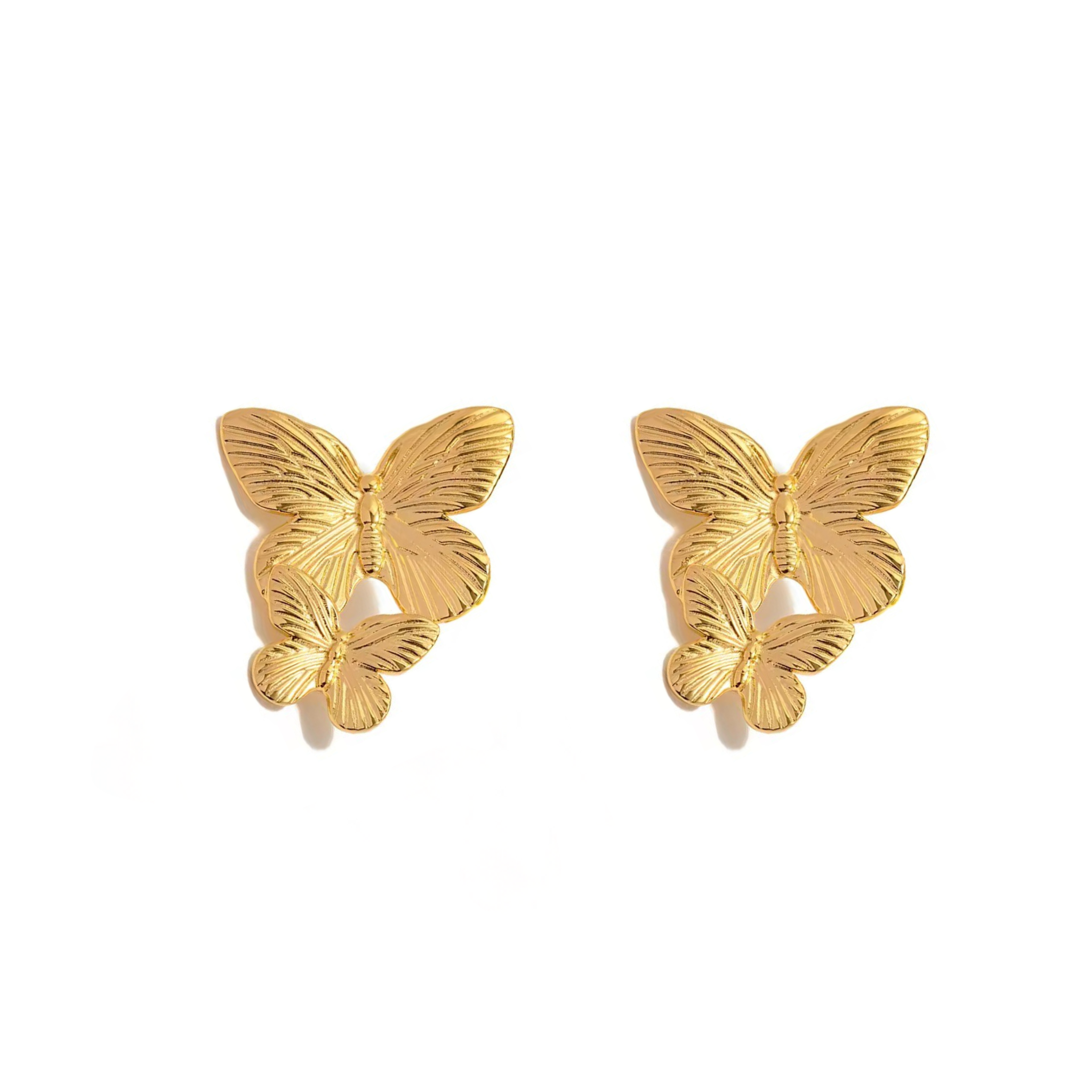 Gold butterfly earrings Abigail double butterfly stud