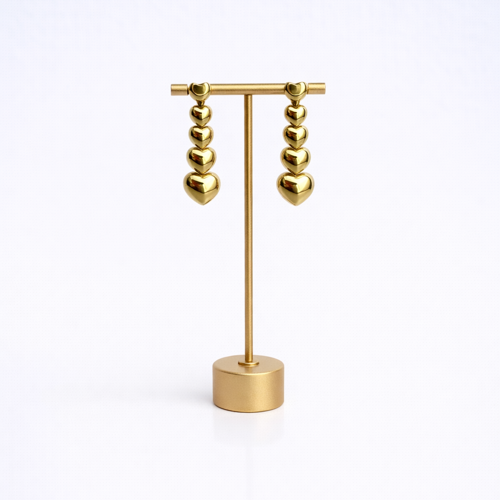 Gold Plated Heart Earring Dangles by Lady  Lou Collections