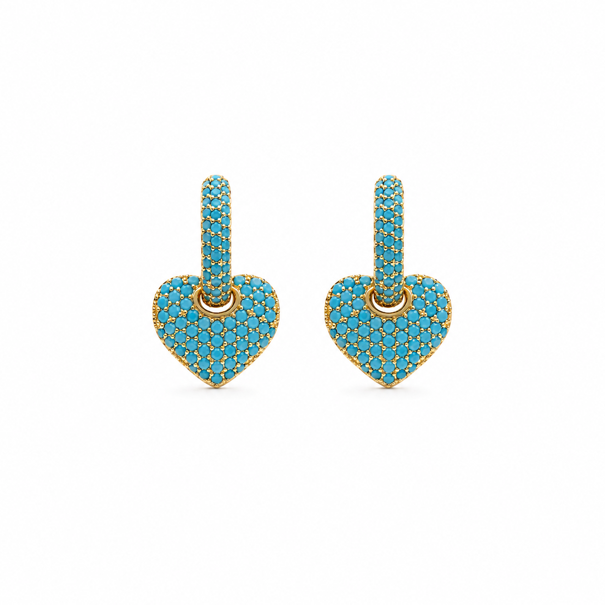 Lady Lou Collections Gold Plated Blue CZ Earrings on a white background