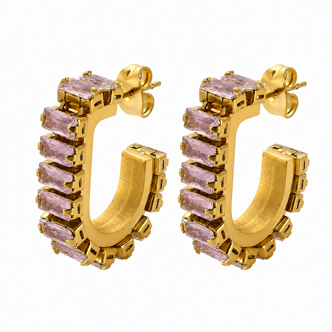 Ellidy Pink Gold Huggie Earrings