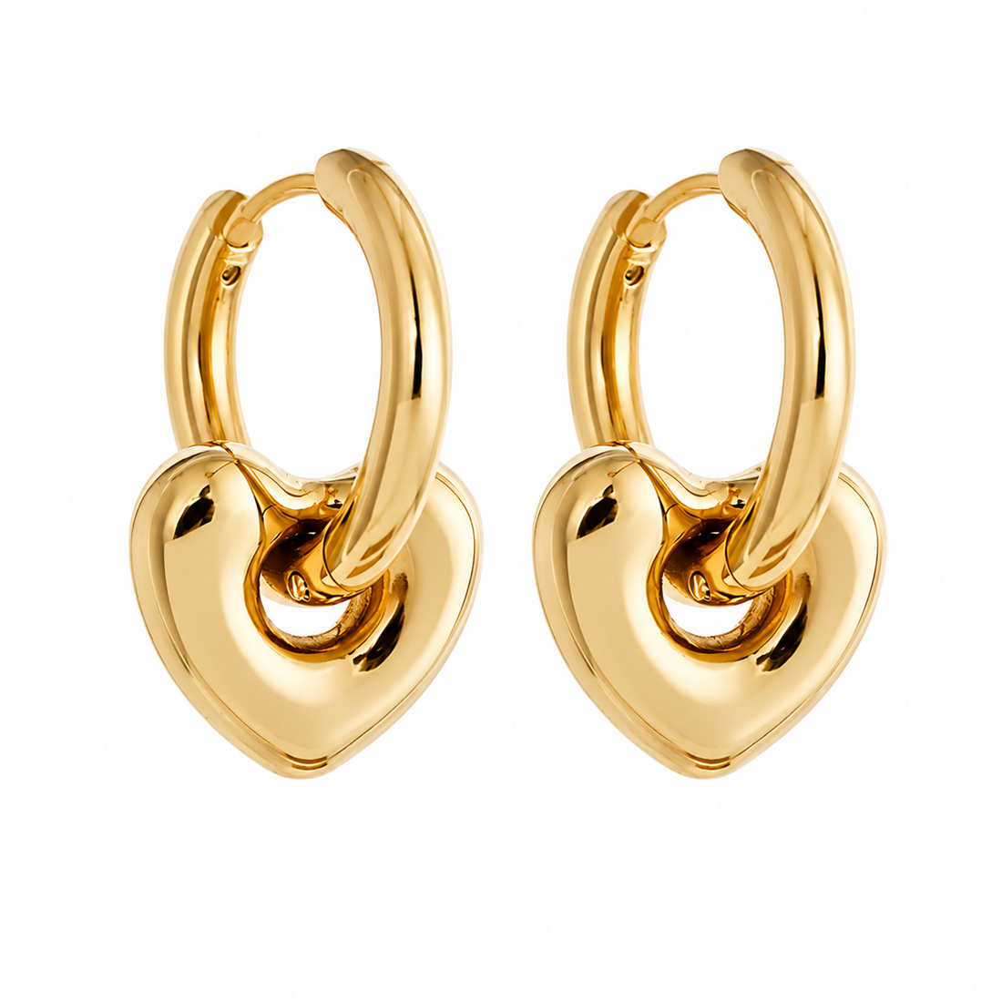 Frankie Earrings- Large Gold Plated Huggie Charm Earrings_Lady Lou Collections