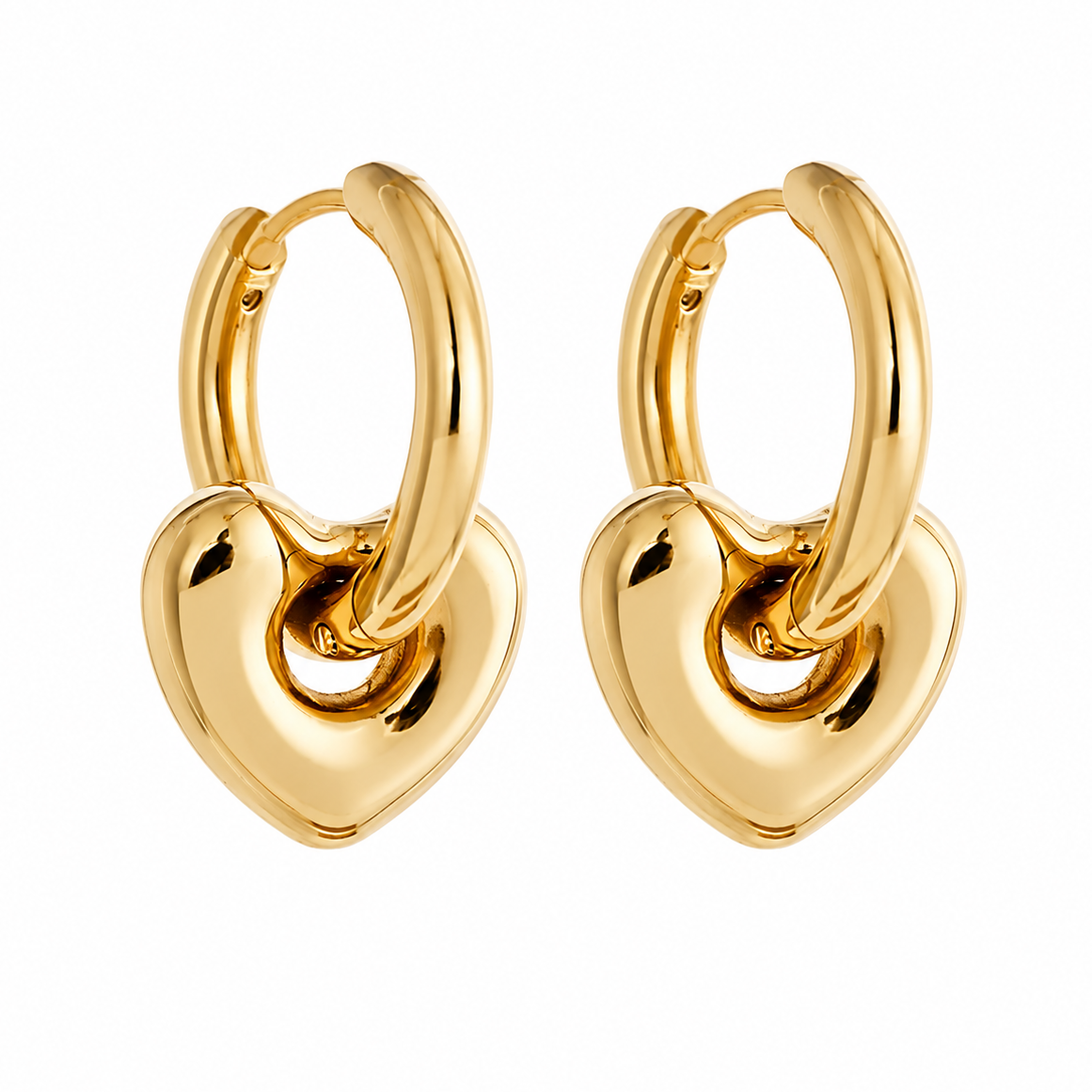 Frankie Earrings- Large Gold Plated Huggie Charm Earrings_Lady Lou Collections