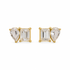 Gold Plated CZ Stud Earrings, set on white background, by Lady Lou Collections