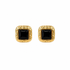 Zarie gold and black square stud earrings on white background